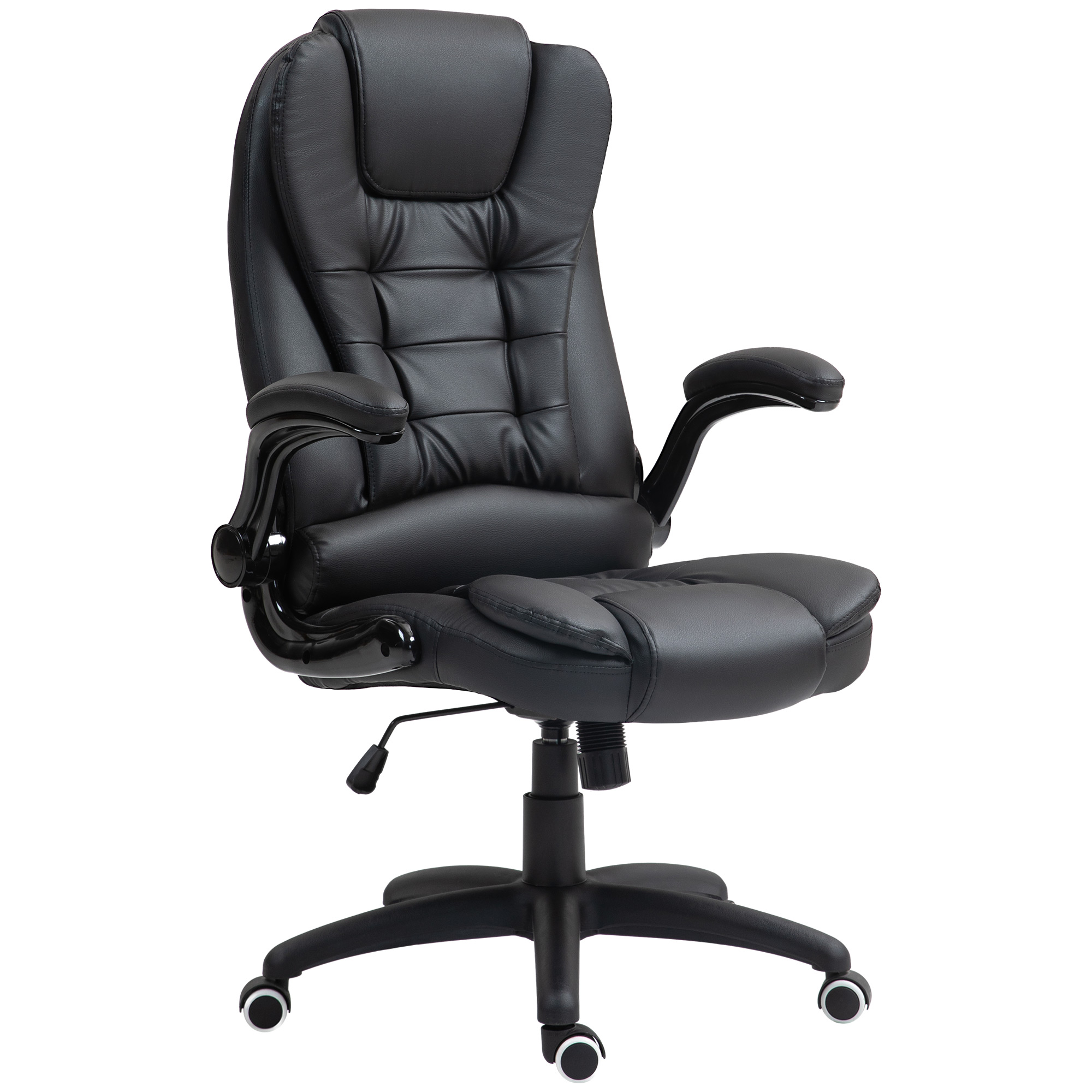 HOMCOM Ergonomischer Bürostuhl, klappbare Armlehnen, Neigefunktion, Schwarz
