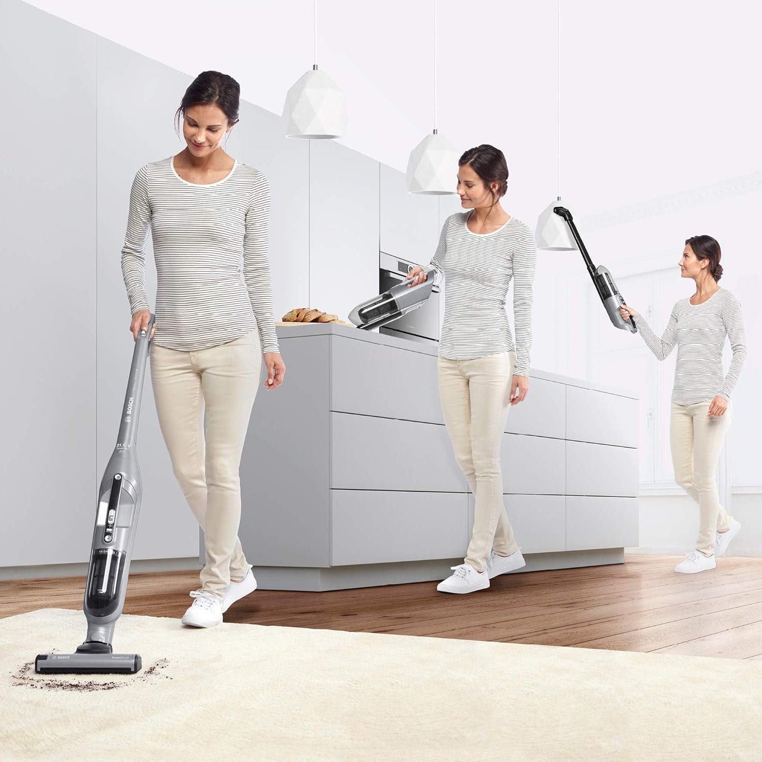 Bosch Akku-Staubsauger Flexxo 2in1 Serie 4 BBH32101, kabelloser Handstaubsauger, beutellos, hohe Saugleistung, Lange Laufzeit, Kurze Ladezeit, Fugendüse, alle Bodenarten, schwarz