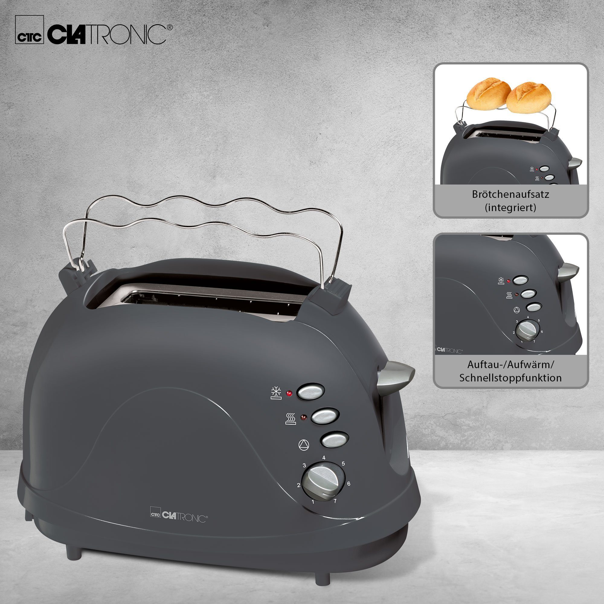 Toaster 2 Scheiben Toastautomat TA 3565 mit Krümelschublade
