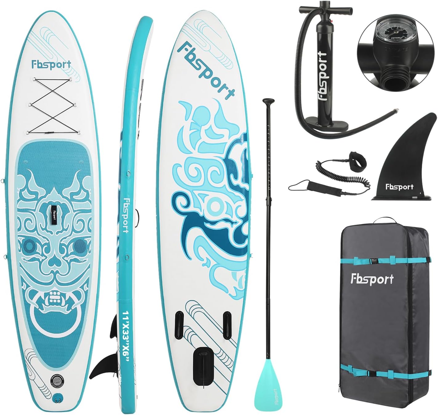Premium-Stand-Up-Paddle-Board, Yoga-Board mit strapazierfähigem SUP-Zubehör und Tragetasche | Breiter Stand, Surf-Kontrolle, rutschfestes Deck, Leine, Paddel und Pumpe für Jugendliche und Erwachsene