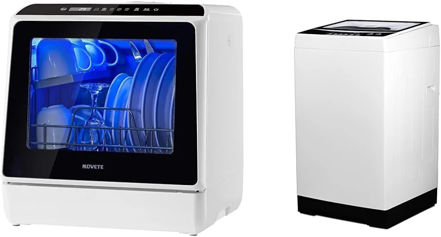 Draagbare tafelvaatwasser, compacte vaatwasser met ingebouwde 5l watertank en toevoerslang, 5 wasprogramma's, babyverzorging, luchtdroogfunctie en ledlamp voor kleine appartementen