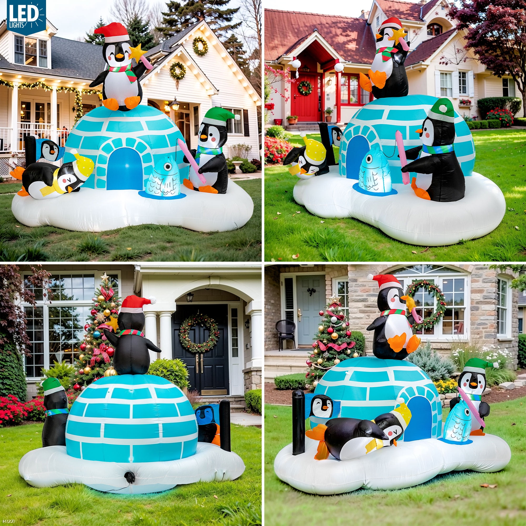 Presence 6FT Inflatable Penguin & Igloo Christmas Decoration with LED Lights, Outdoor/Indoor, Weather Resistant