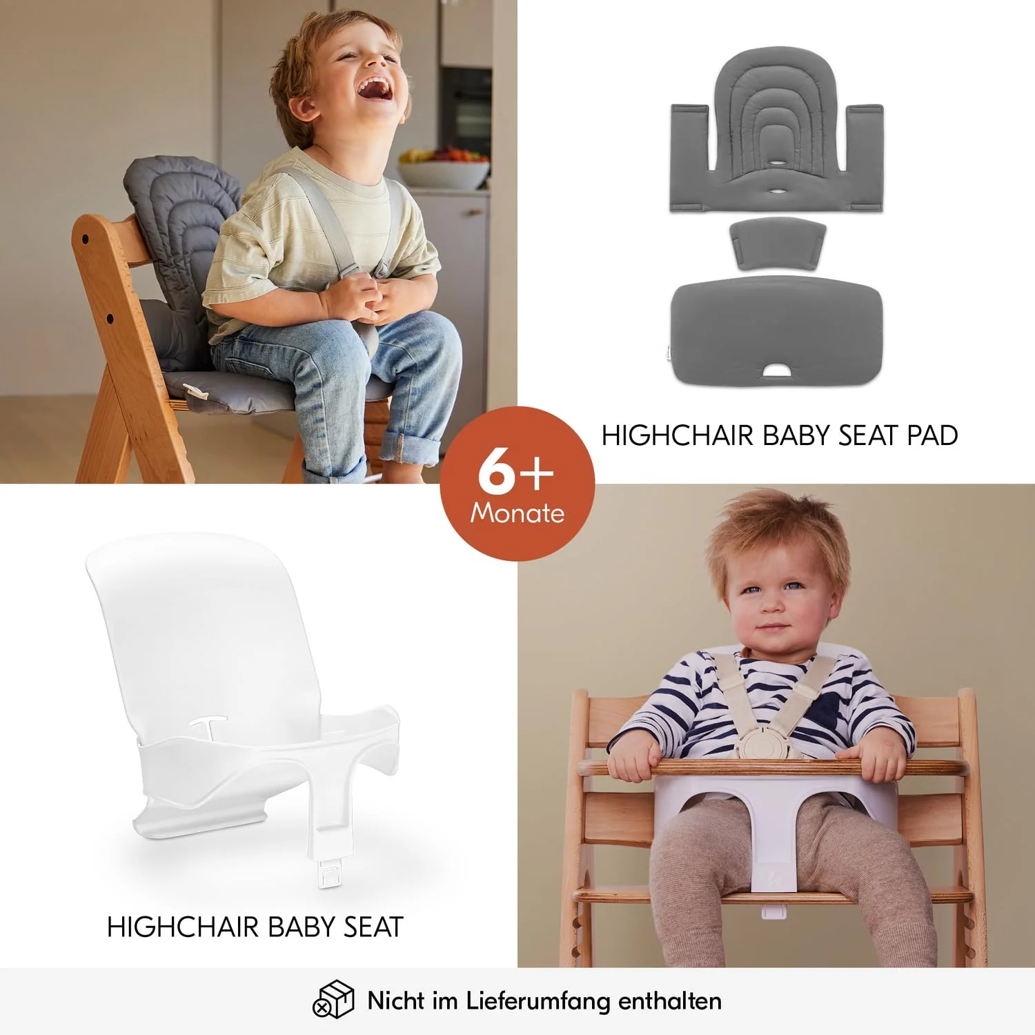 hauck Alpha Plus Hochstuhl aus Holz, mitwachsender Kinderhochstuhl mit 5-Punkt-Gurt und Schutzbügel