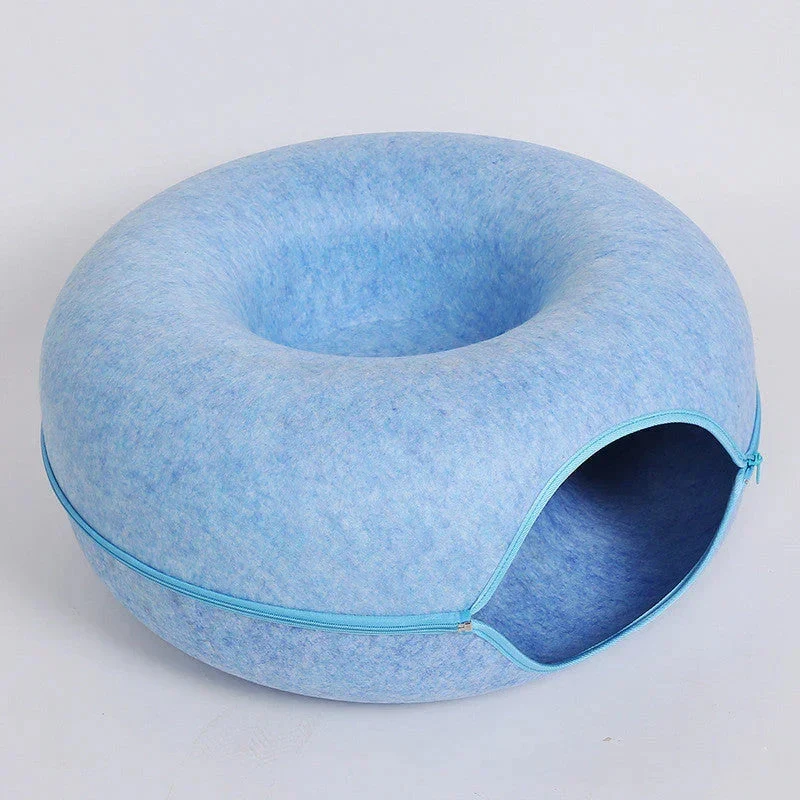 Felt Cat Bed & Tunnel | Dual-Use Design | Removable Cover | 2 Sizes | 7 Color Options
