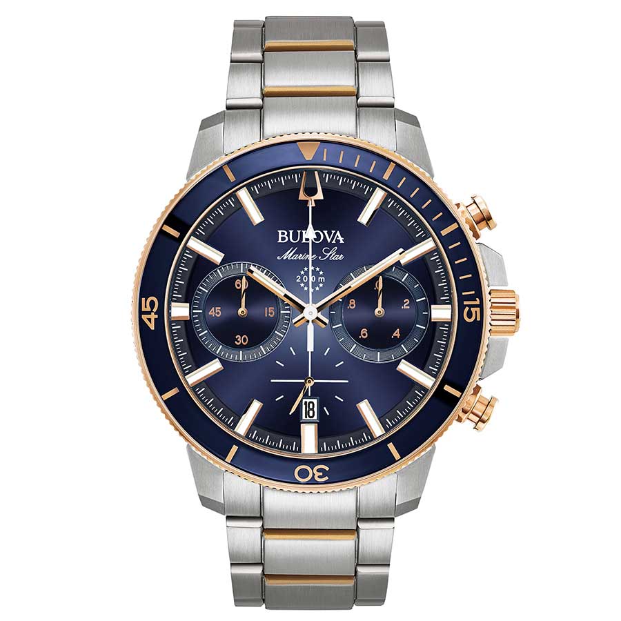 Orologio Bulova 98B301 cronografo Marine Star blu con doratura rosa