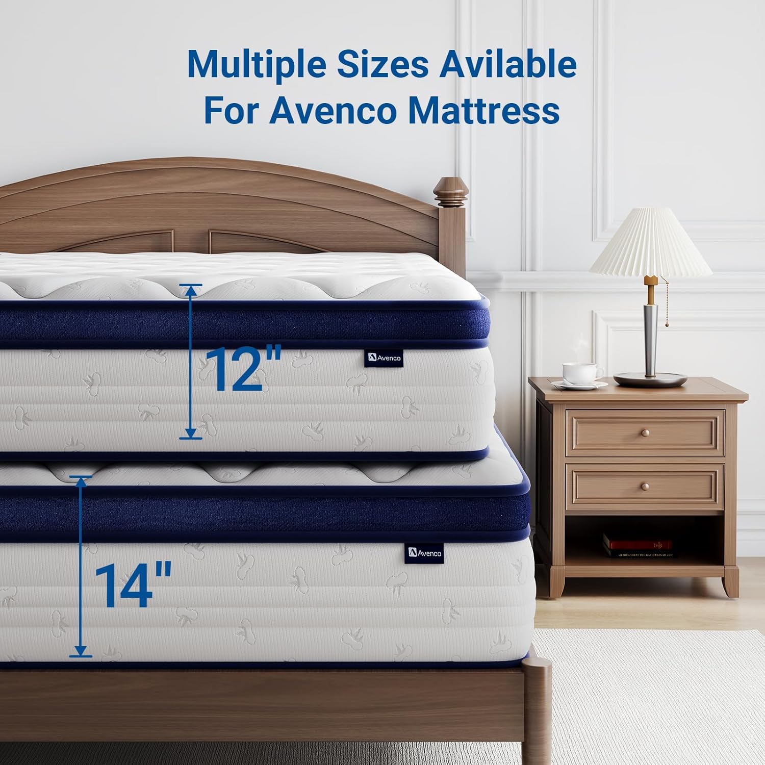 Avenco Queen Mattress, 12 Inch Queen Size Mattress with Individually Smarts Pocket Springs for Back Pain Relief, Hypoallergenic Fabric Box Spring No Need, Mattresses in a Box Medium Plush Support