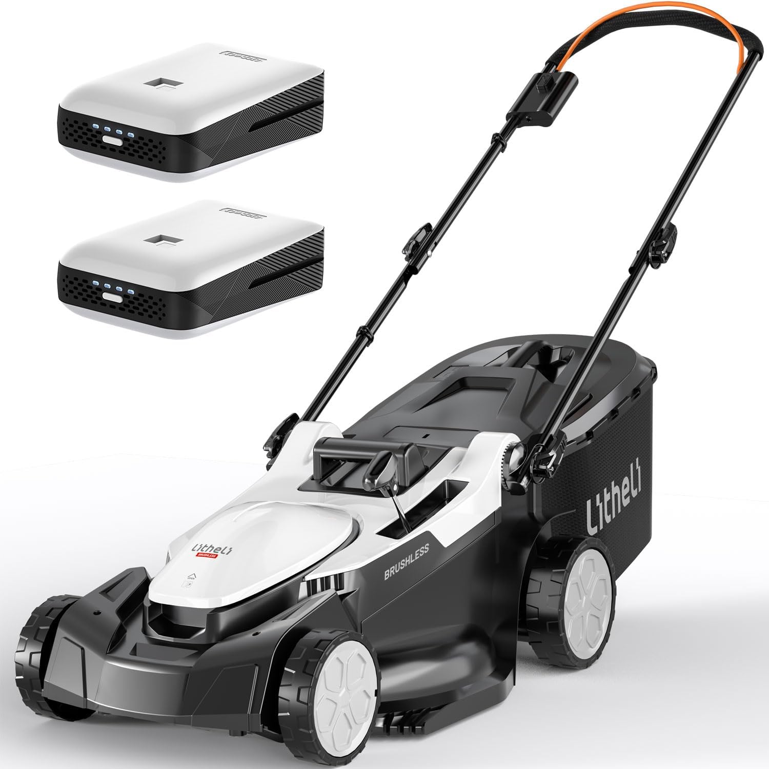 Litheli Tagliaerba Tosaerba a Batteria 43cm, 2x 20V Batterias 4.0Ah, Altezza Regolabile 25-75mm, Sacco 40L, per Prati Fino a 500m² (Motore senza spazzole)