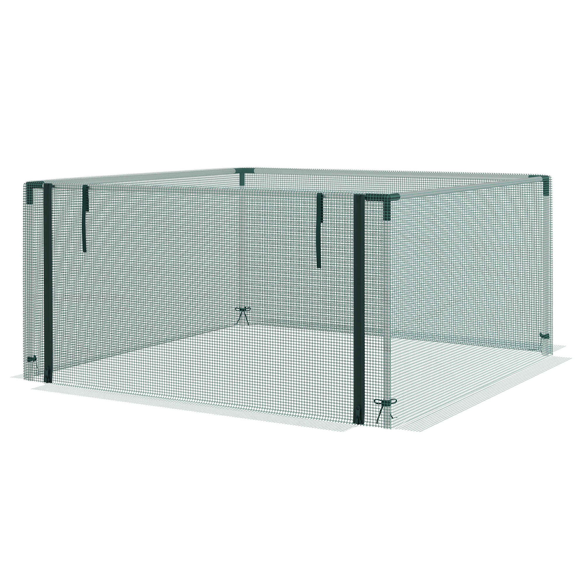 Outsunny Pflanzenschutznetz, Gemüseschutz, Reißverschlusstür, Stahlrahmen, 125x125x62,5 cm, Grün/Silber