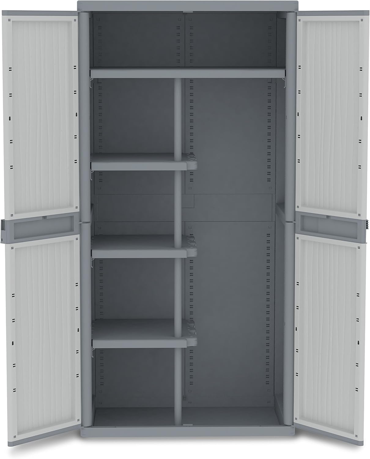Terry, Jumbo 3900 UW, Indoor Outdoor Wardrobe with Two Doors, Vertical Divider, 4 Internal Shelves, Material: Plastic, Dimensions: 89.7 x 53.5 x 180 cm