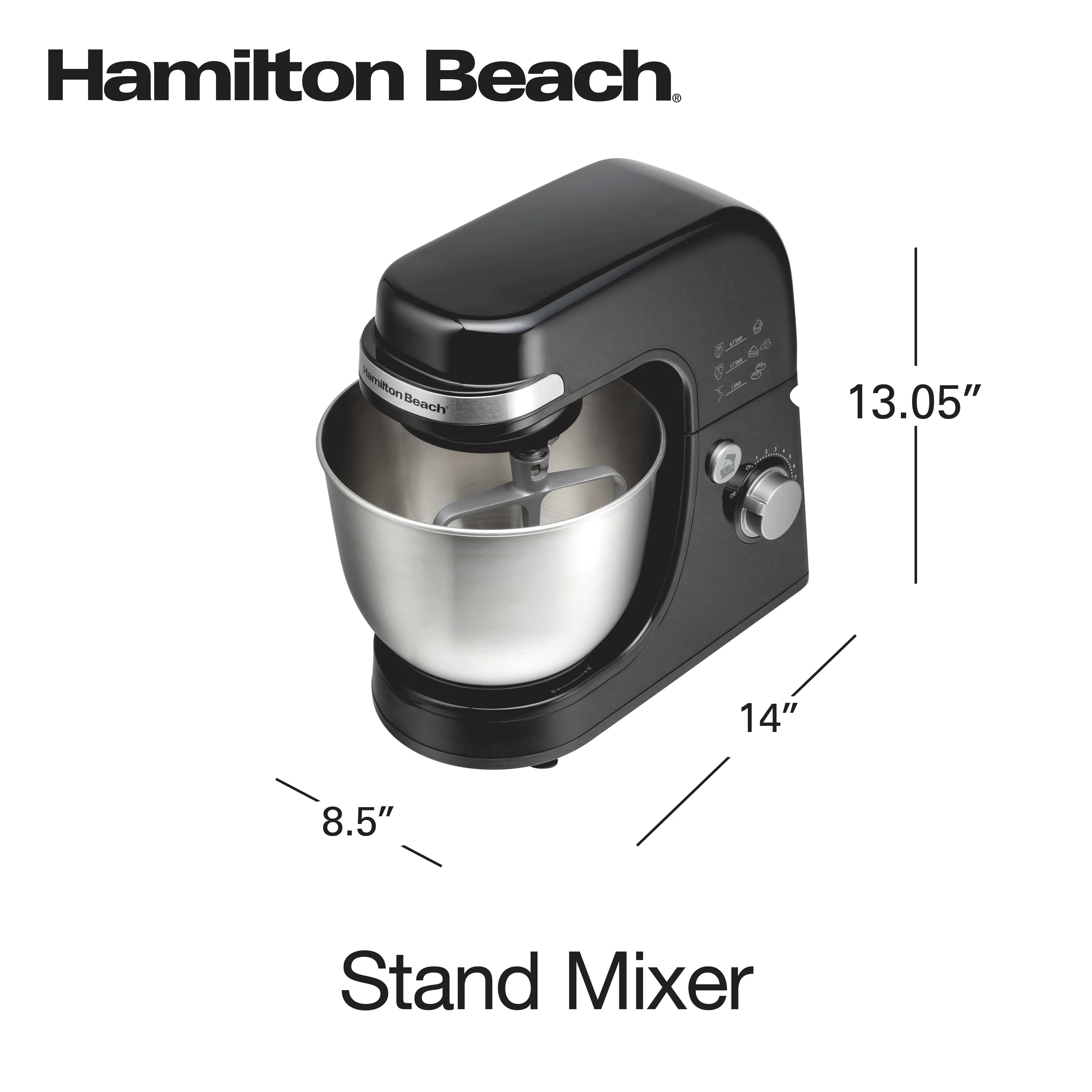 Hamilton Beach 4 Quart Stand Mixer for Kitchen, 7 Speeds, Tilt-Head, Dough Hook, Whisk & Flat Beater, White