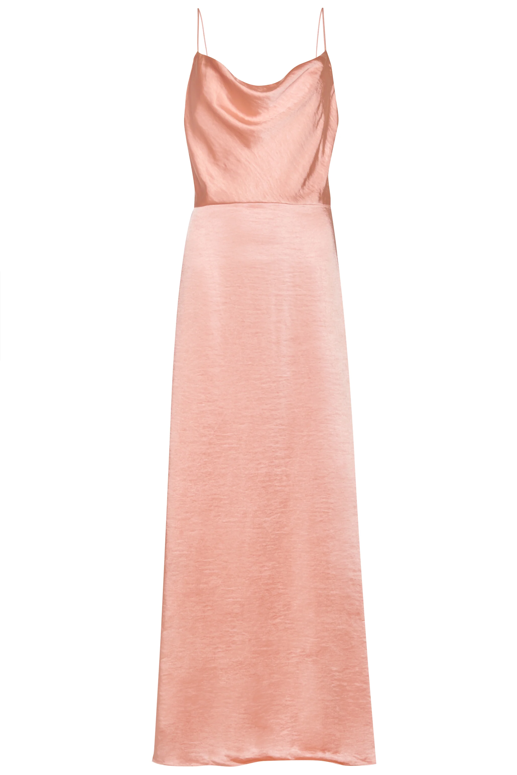 Vivian Light Peach Cowl-Neck Bias Cut Maxi-Dress