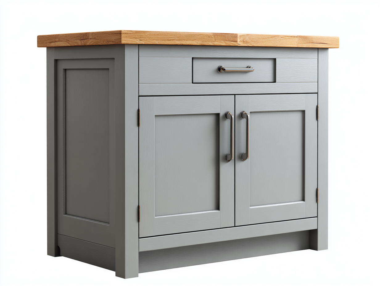Sideboards Holz MDF 90x40x85 cm Grau Naturholz - Für Esszimmer - 2 Türen 1 Schublade Stauraumschrank - Landhausstil