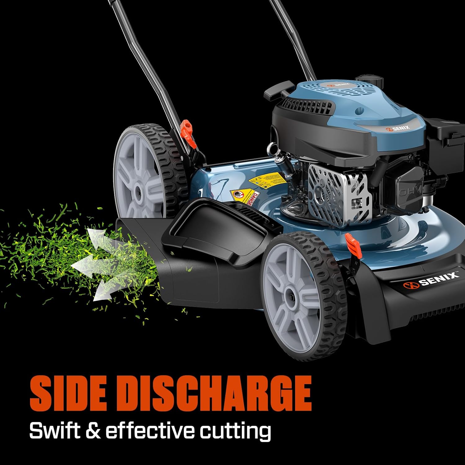 SENIX 144 cc Gas Lawn Mower  21 inch 2-in-1 Push with Mulching and Side Discharge  4-Cycle Engine  6 Position Cutting Height Adjustment for Yard and Garden
