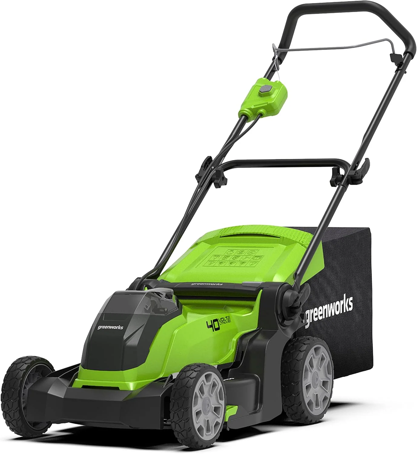 Greenworks Rasenmäher, 500 m, 41 cm, 40 V, Grün/Schwarz, G40LM41 Kabelloser Akku für Flächen bis zu ², Schnittbreite