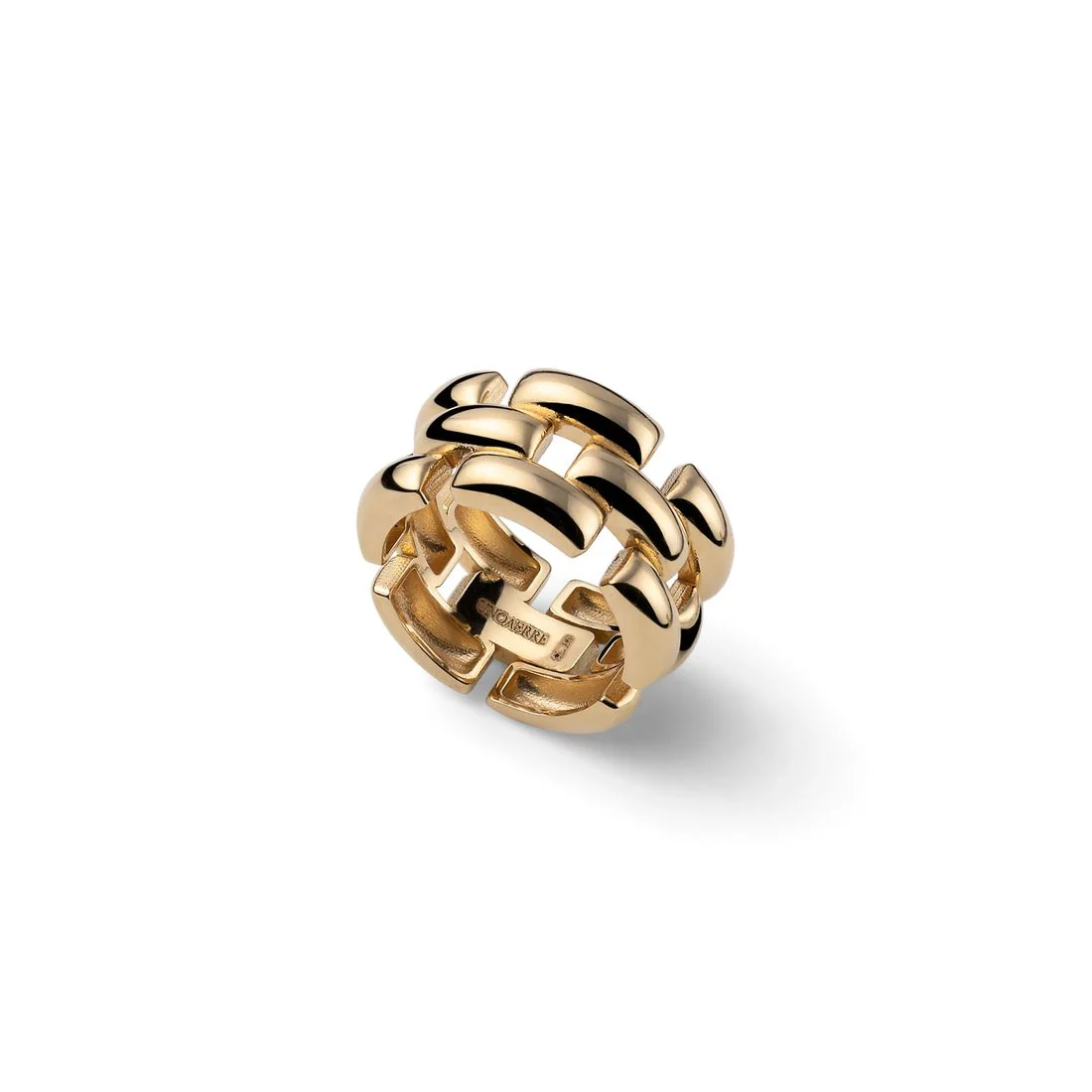 Anello Unoaerre in argento dorato catena panthere 6666