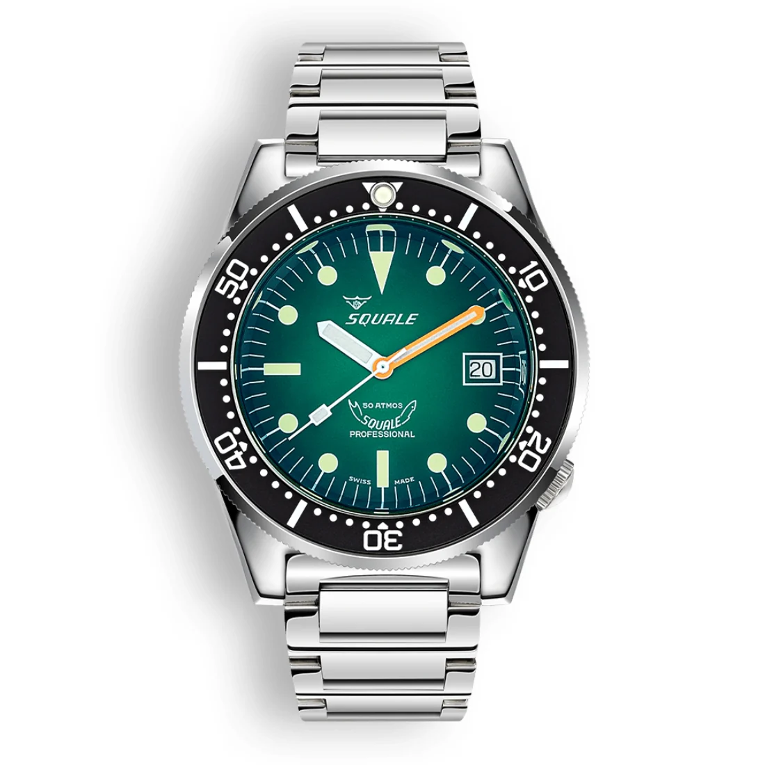 Orologio Squale 1521 verde bracciale acciaio 1521PROFGR.SQ20L