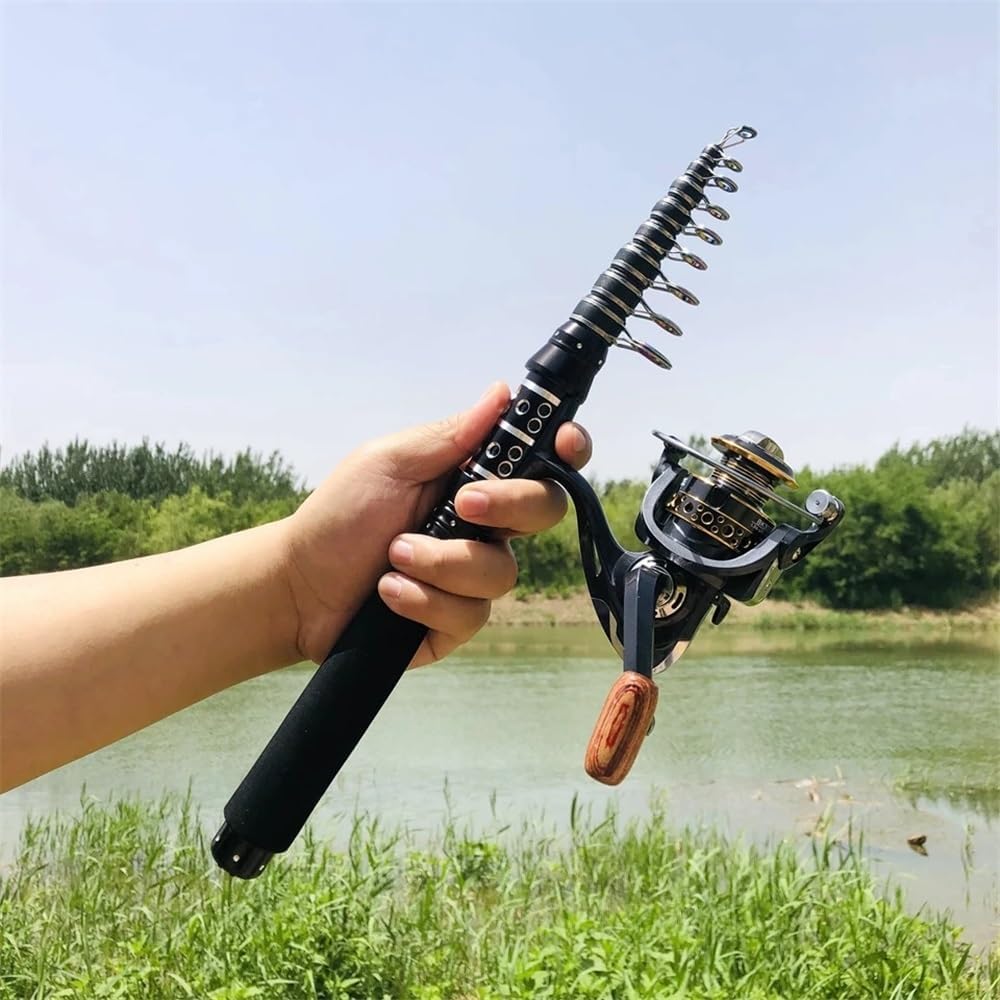 Angelrute, Ruten- und Rollenkombinationen, tragbar, aus Carbon, tragbar, Teleskoar, aus Carbon, tragbar, Teleskoprute, Rollen, Vara de Pesca, mit Molinete, Angelrute (3,0 m Rute, 3000 Rolle)