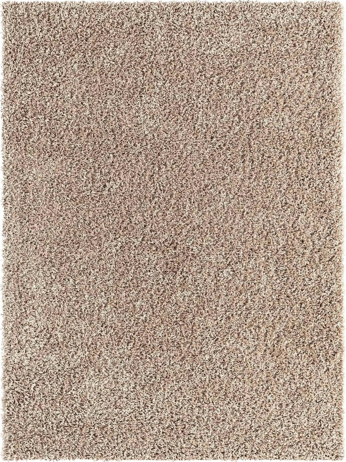 Unique Loom Solid Shag Collection Area Rug (9' x 12' Rectangle, Taupe)