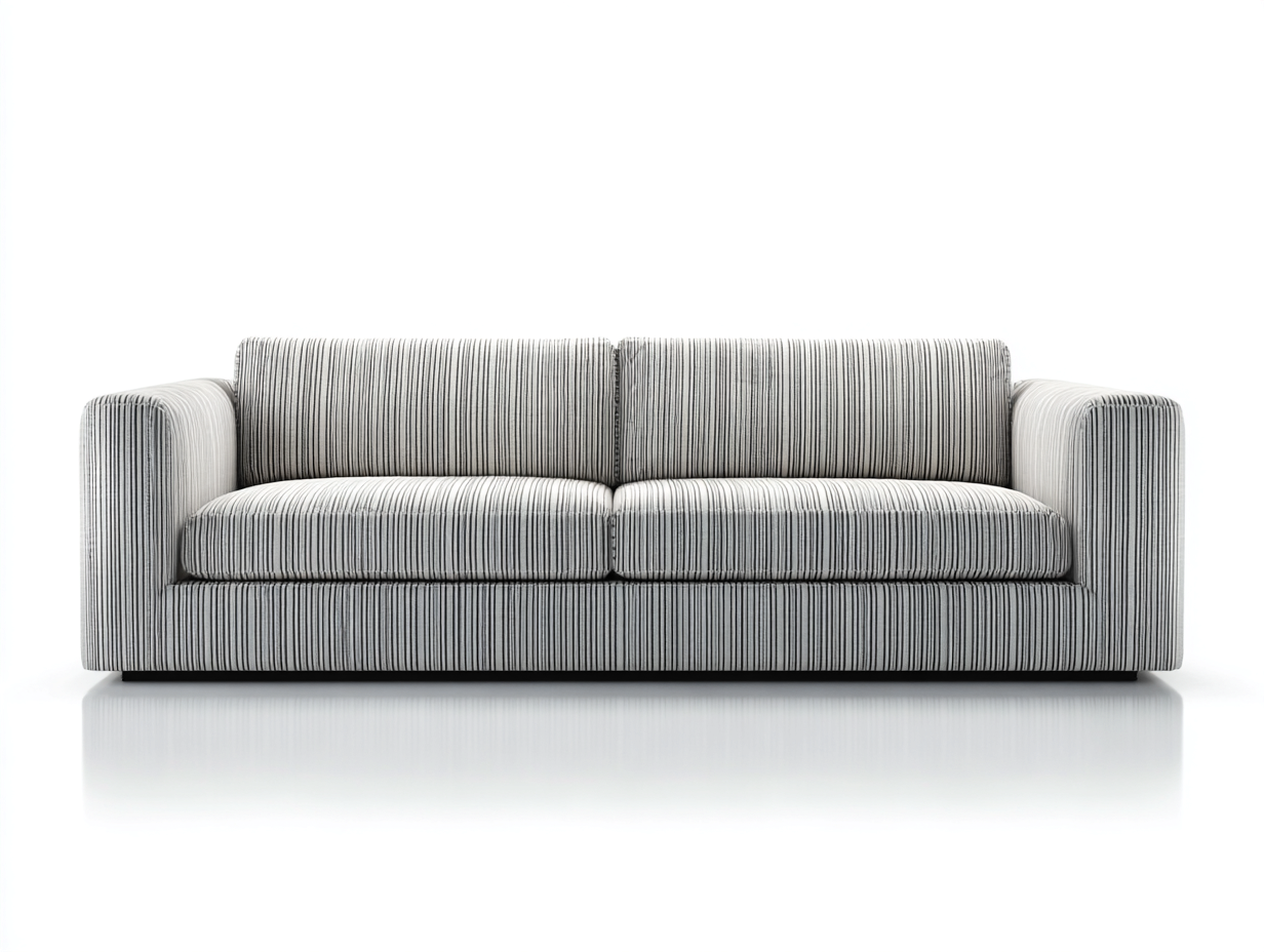 Sofa 2-Sitzer Stoffbezug 180x90x75 cm Hellgrau Gestreift Modernes Design