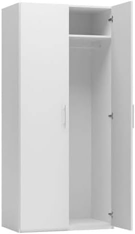 Swift Wardrobe 2 Doors Bedroom Matt White Made in Italy L.91 D.53 H.202 cm