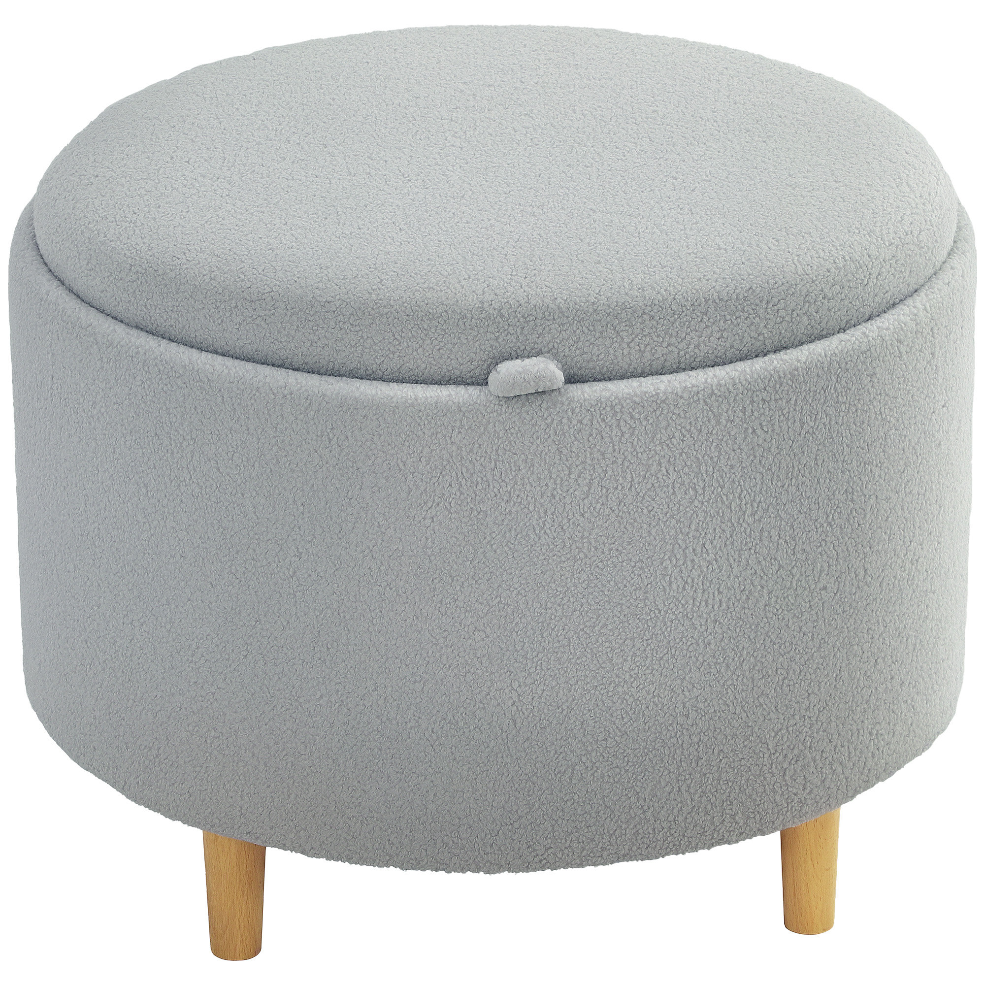 HOMCOM Hocker Polsterhocker, Teddyfleece, versteckter Stauraum, umkehrbarer Deckel, 56 cm x 56 cm x 42 cm, Grau