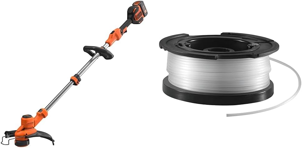 BLACK+DECKER Rasentrimmer mit Akku und Ladegerät - Freischneider - Rasenkantenschneider 36V 2,5Ah, Schnittbreite 33 cm, kohlebürstenloser Motor, mit Fadenverlängerung, Variable Drehzahl BCSTA536L1