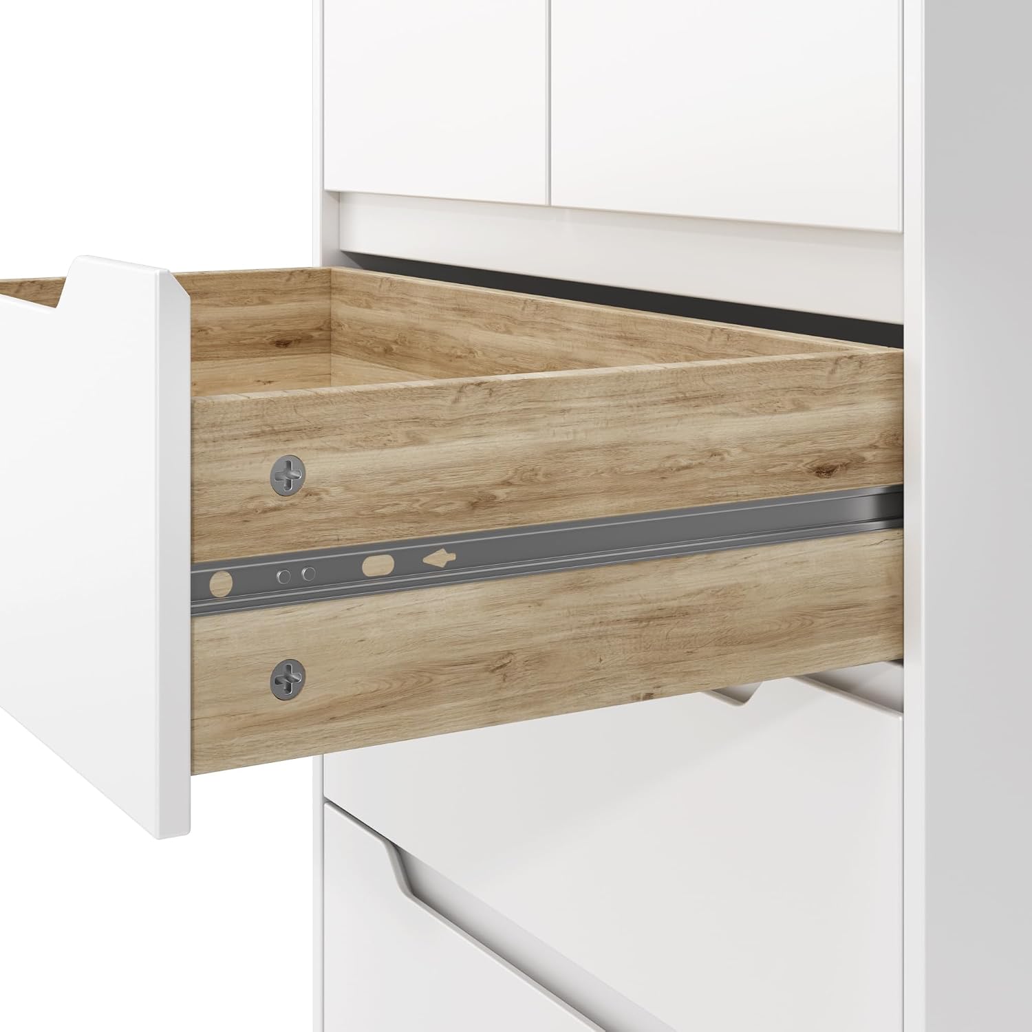 Cassettiera Camera da Letto con 5 cassetti, settimino camera da letto,Moderno e Salvaspazio per la Camera da Letto Soggiorno e Ingresso, 94 x 72 x 41 cm,Bianco