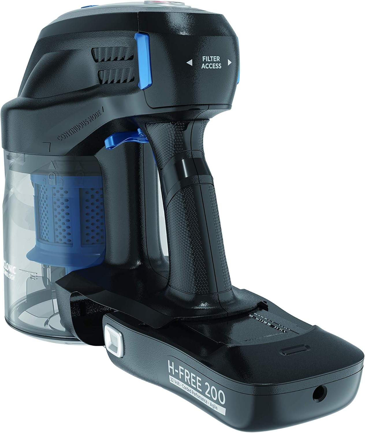 Hoover H-Free 200 HF222UPT Scopa Elettrica Ricaricabile senza Fili, Tecnologia Ciclonica, Multifunzione, Spazzola per Peli Animali, Batteria 22V, Potenza 220 W, Autonomia 40 Min, Leggera, Nero/Blu