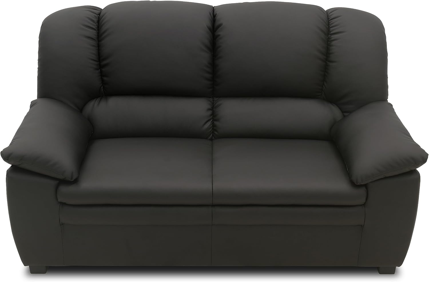 DOMO. collection Divano Ambato in pelle a 2 posti dal design classico, 2 divani in similpelle, 159 x 92 x 88 cm (larghezza x profondità x altezza), nero