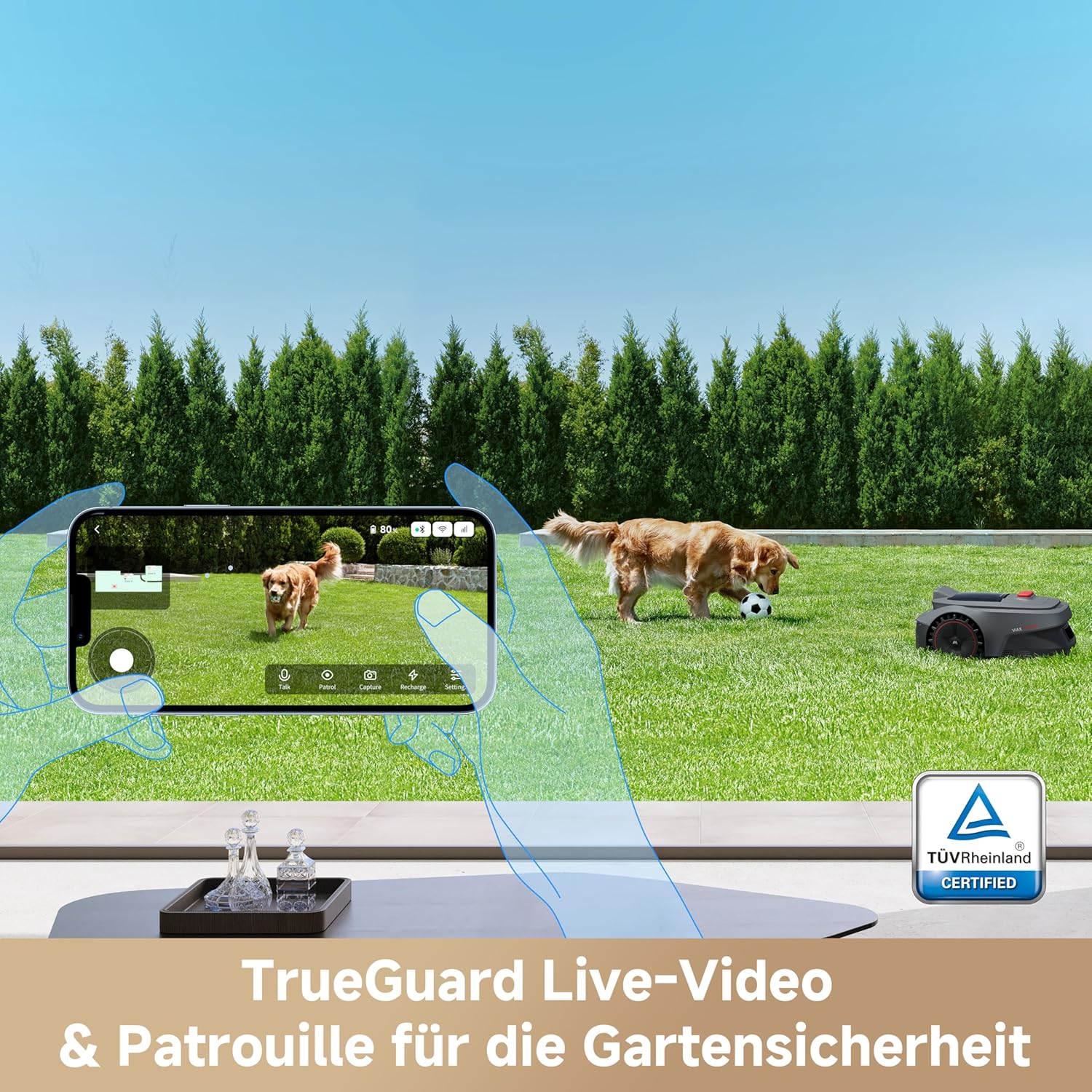 MOVA ViAX 250 Mähroboter Ohne Begrenzungskabel, Empf. 250m2, KI-unterstützte Auto-Mapping, U-förmige Bahnen, Hindernisvermeidung Dual-Vision, Besserer Kantenschnitt, Für Komplexe Gelände, Appsteuerung