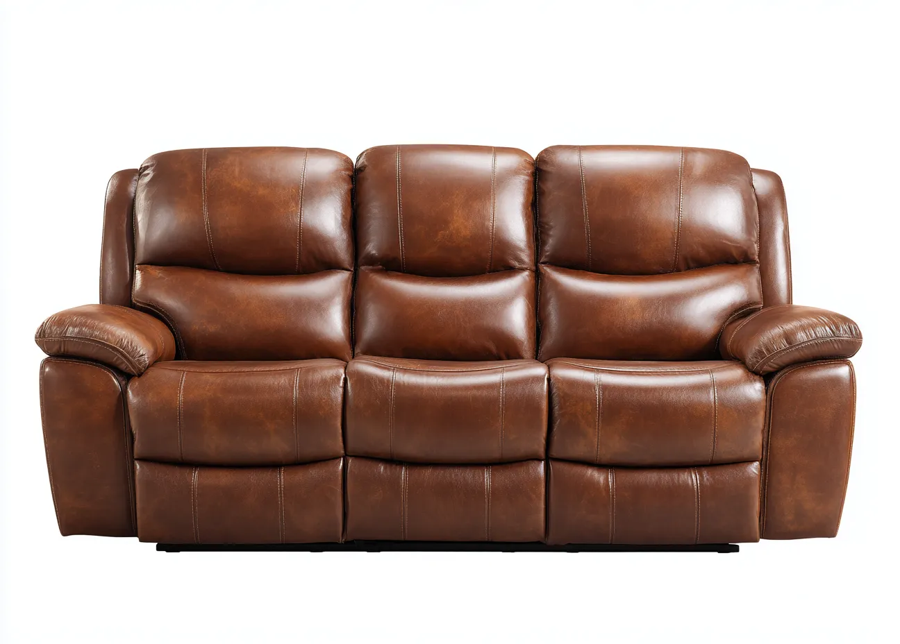 3 Sitzer Sofas-Leder-203 x 96 x 101 cm-Braun-Klassischer Wohnstil