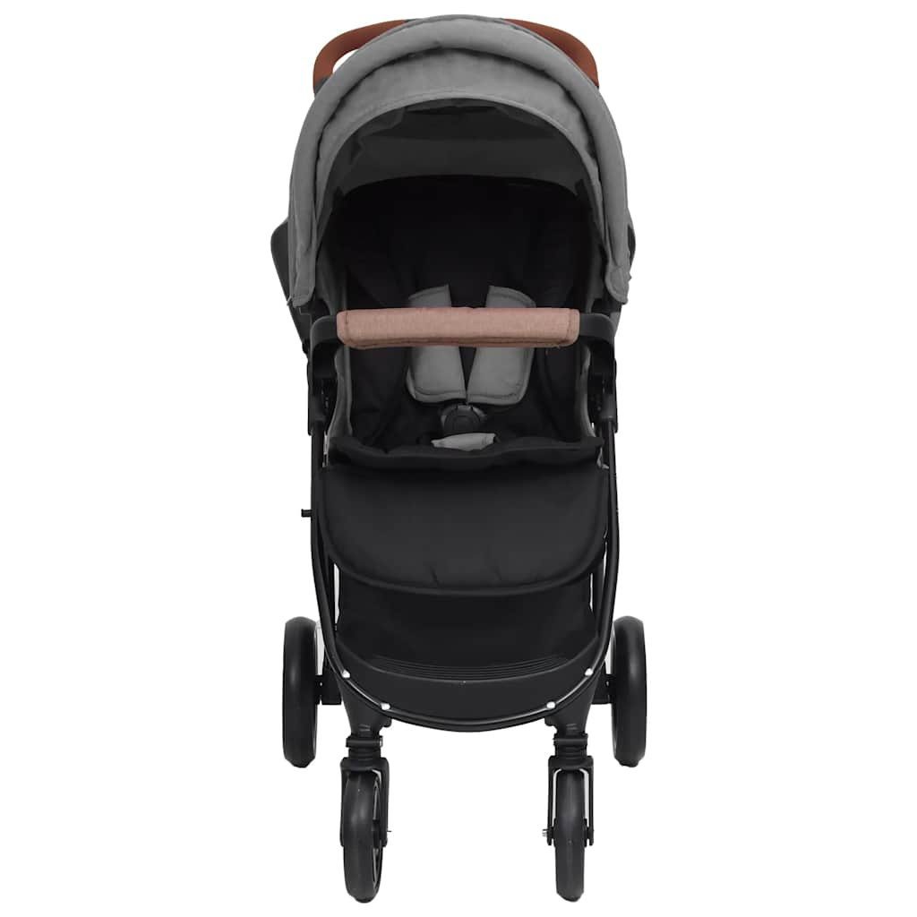 Kinder-Buggy 2-in-1 Kinderwagen Hellgrau Stahl
