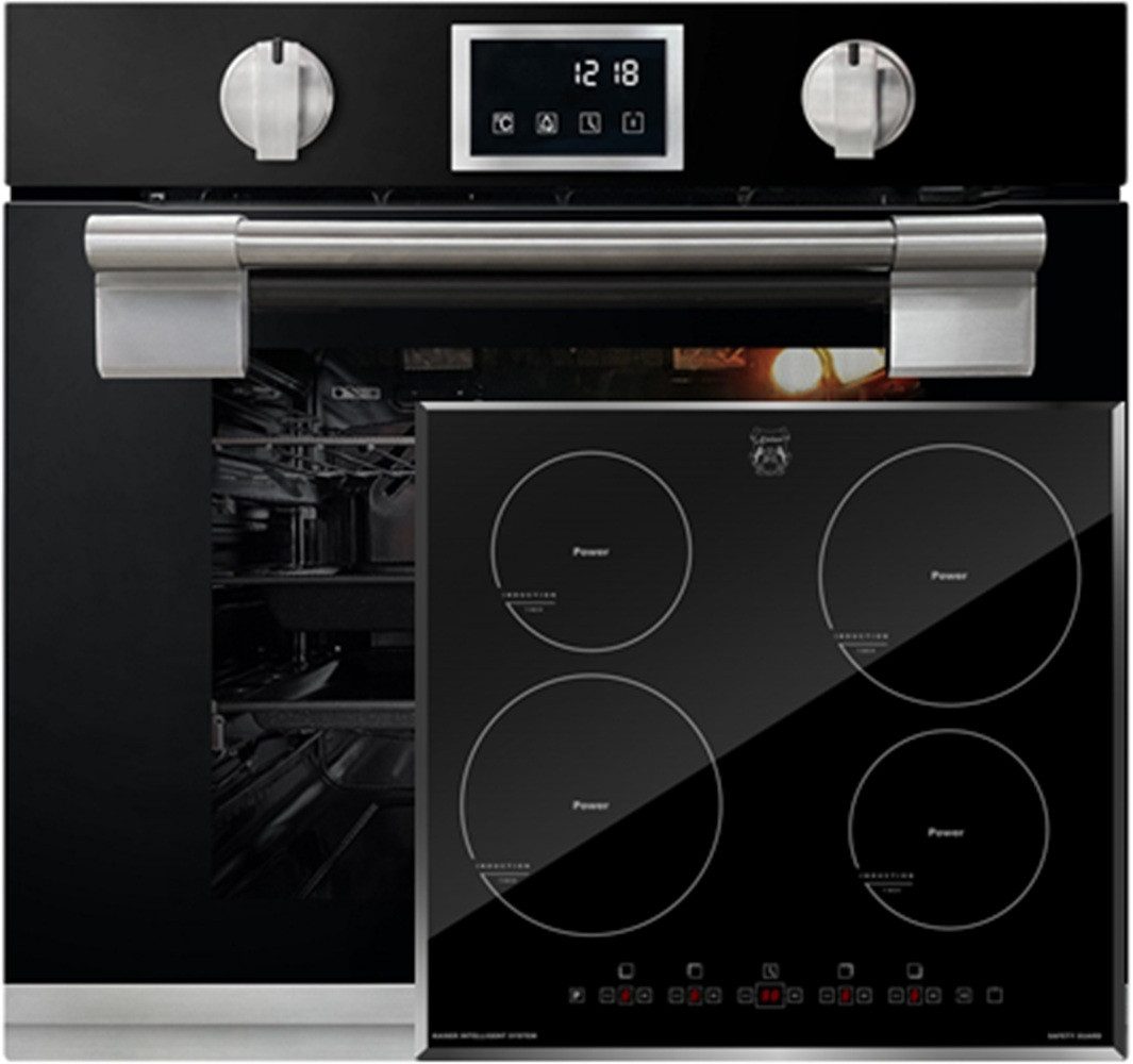 Backofen-Set Herd Set Autark Einbau Backofen, Pyrolyse Backofen, 11 Funktionen, 60 cm mit Induktionskochfeld 60 cm, Autark,Facettenschliff, Kochfeld 4xQickHeat Kochzonen EH 6338 s+KCT 6105 FI