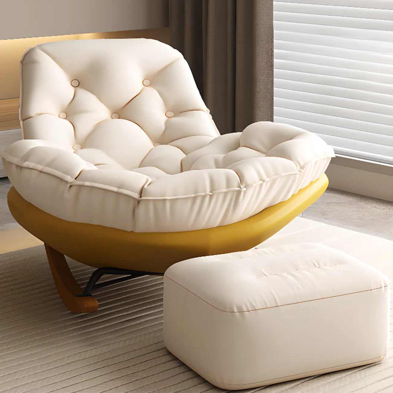 Scandinavian Upholstered Rocking Chair with Optional Ottoman