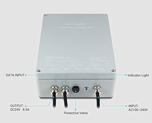 LIGHTEU®, Milight Miboxer 1 Kanal Signalverstärkerbox für Außenanwendungen Für LED-Beleuchtungslampen der Serie Milight SYS für Außenanwendungen, SYS-PT2