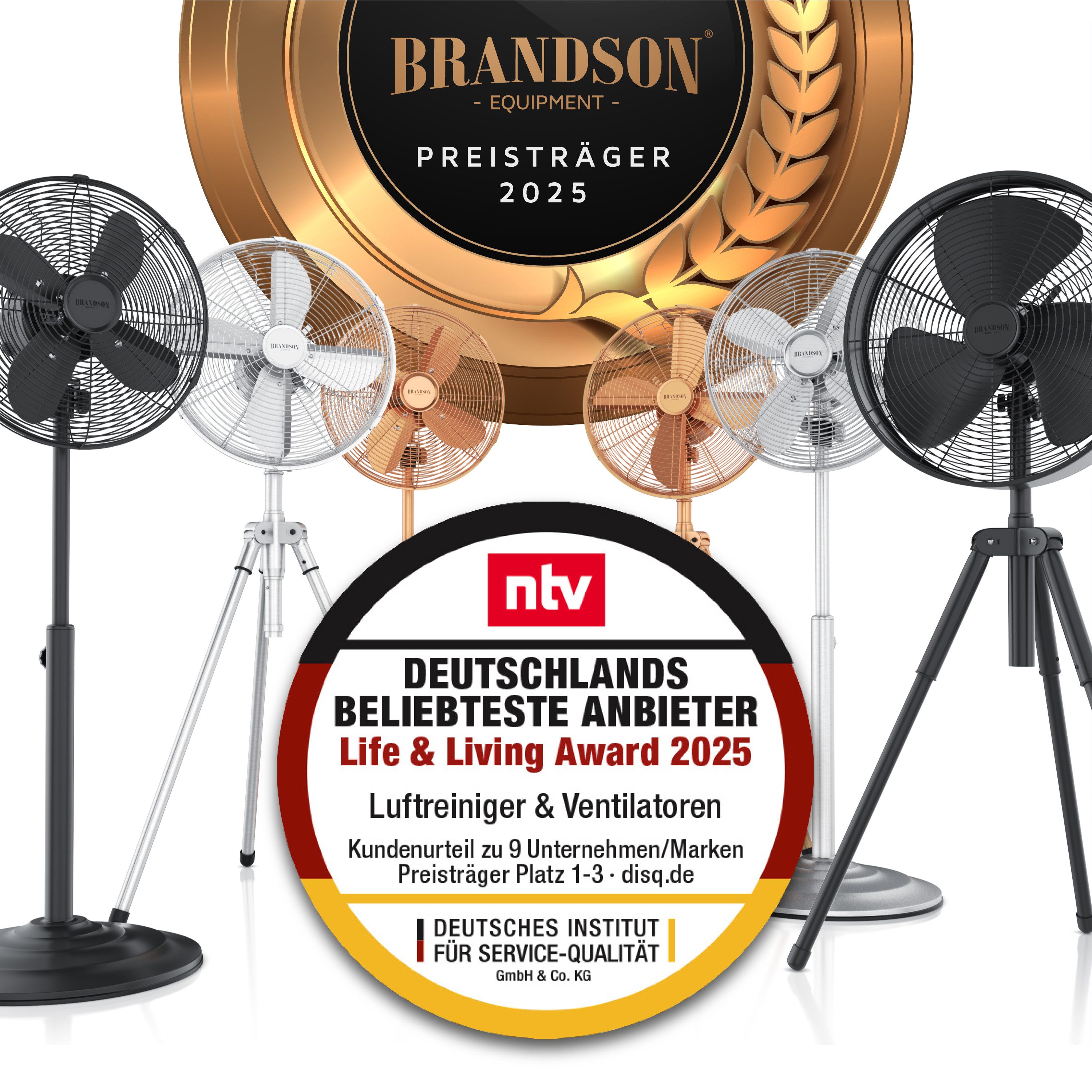 Standventilator Oszillation 80°, Neigbar 30°, 35W, Standlüfter 30cm, Silver Design