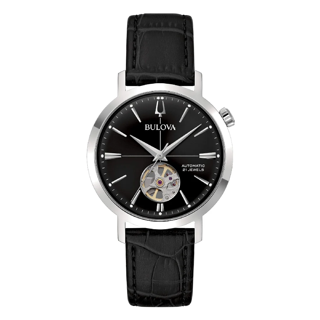 Orologio Bulova Aerojet 38mm nero pelle 96A317