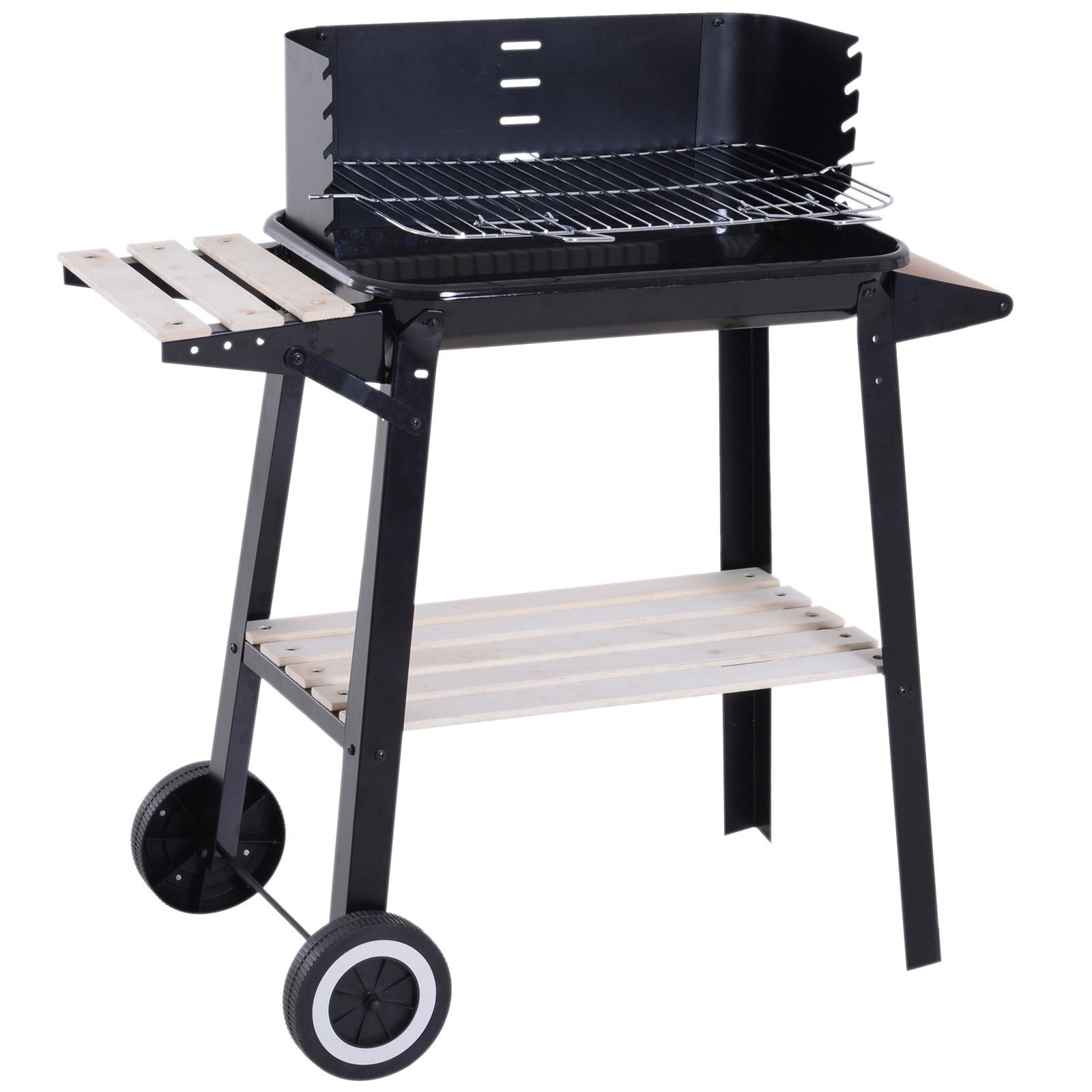 Holzkohlegrill Grillwagen mit Windschutz