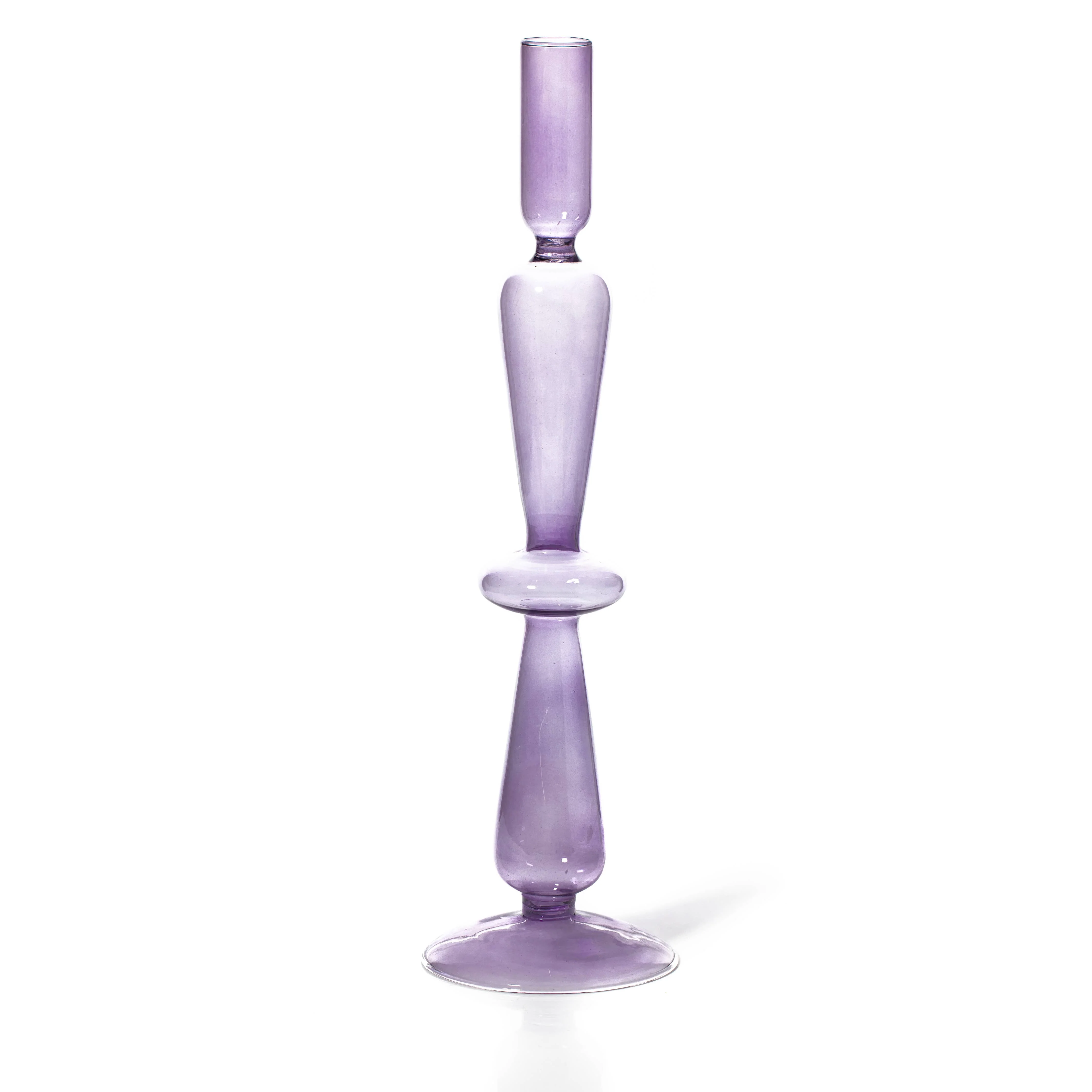 Taper Holder �C Coloured Glass �C Lilac