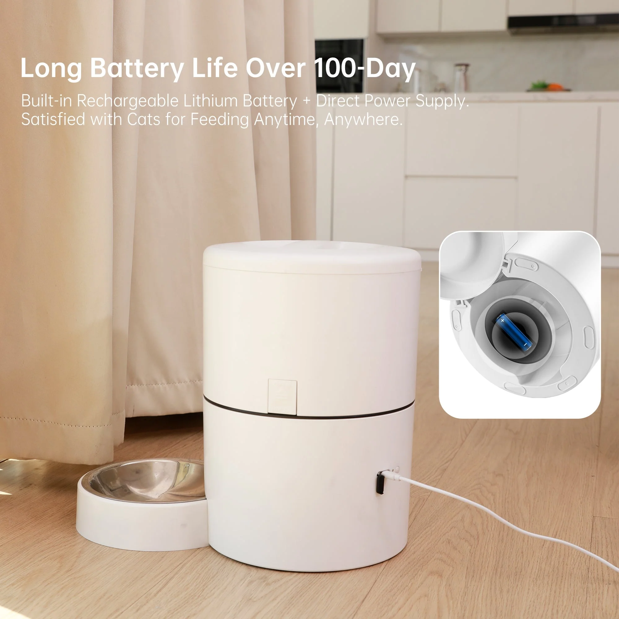4L Automatic Pet Feeder �C App-Controlled with Scheduling & Battery Backup