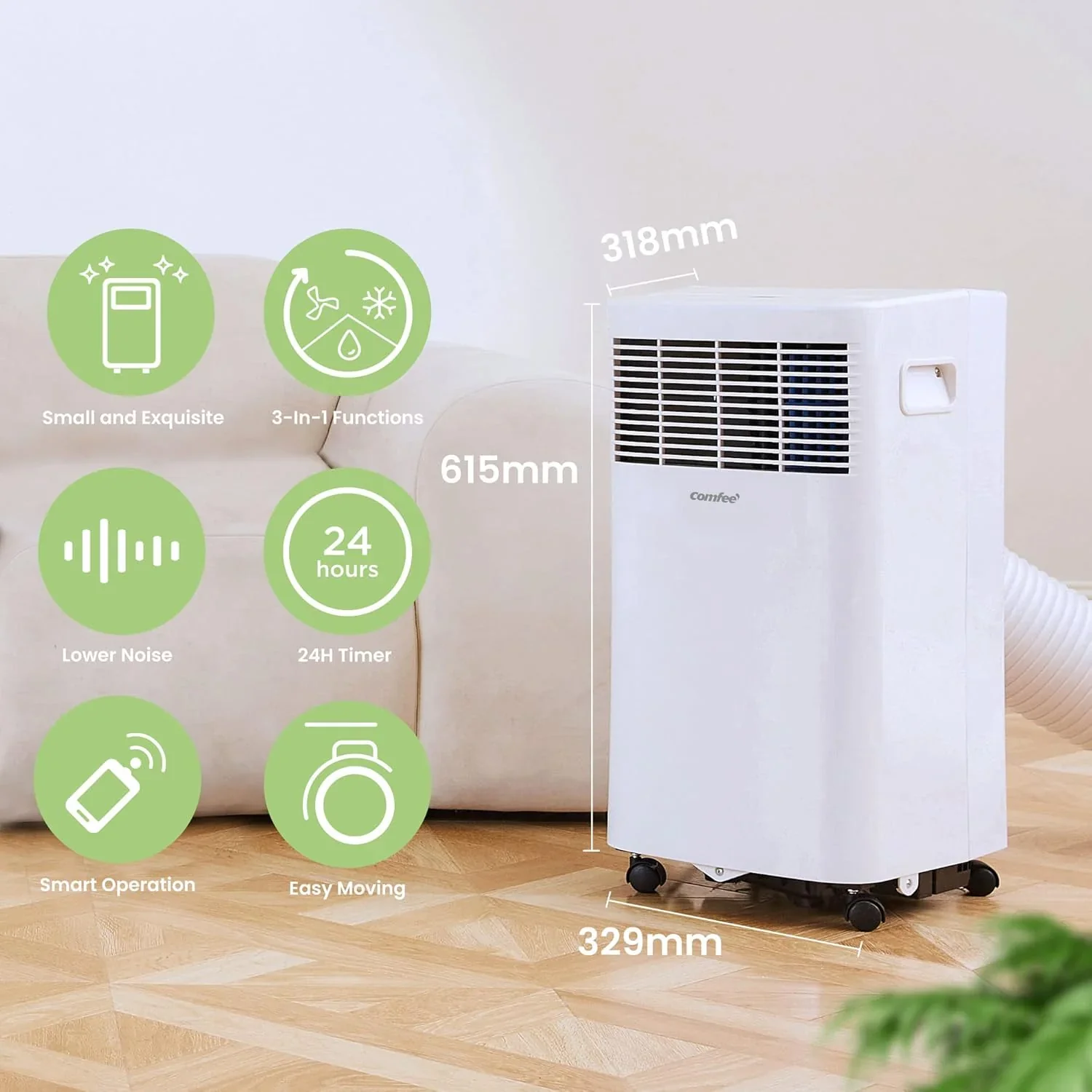 Comfee Mobiles Klimagert Easy Cool 2.0, 7000 BTU 2,0kW, K��hlen&Ventilieren&Entfeuchten, Raumgre bis 68m(25�O), APP-Steuerung/Alexa/Google Home/IFTTT, Mobile Klimaanlage mit Abluftschlauch