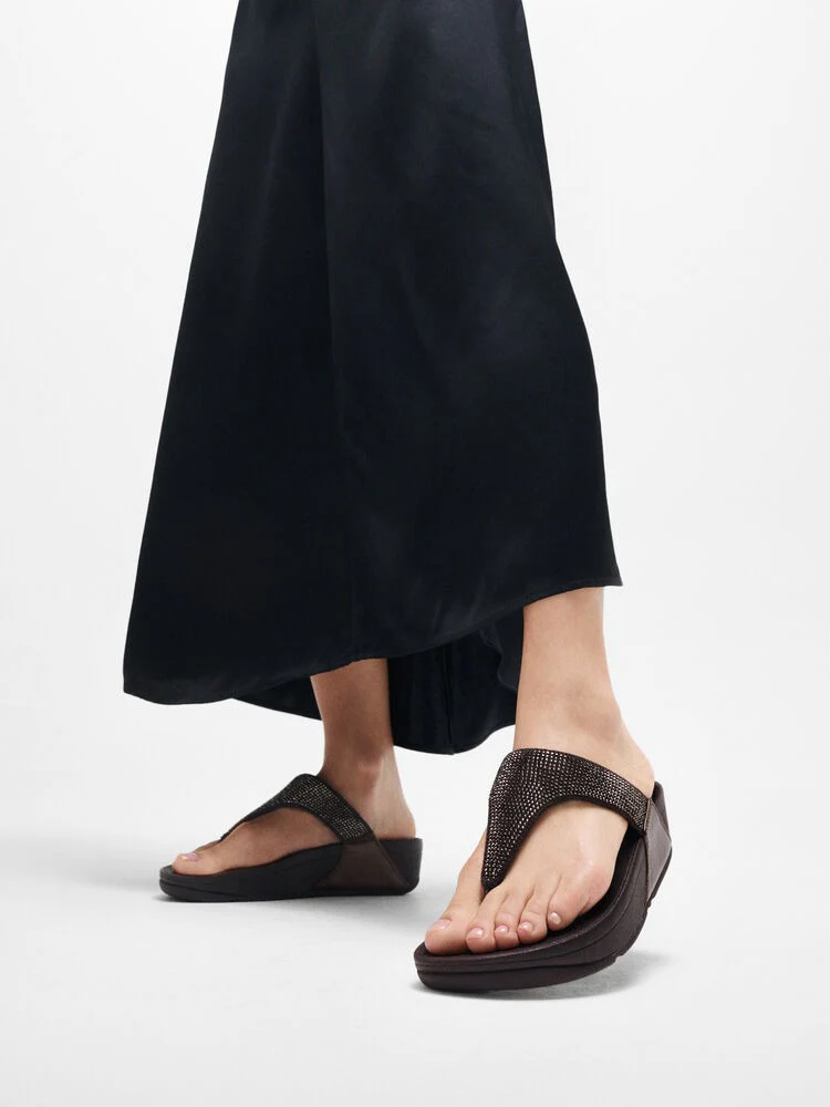 FitFlop Lulu Glitzer Metallic Chocolate Brown Zehensteg