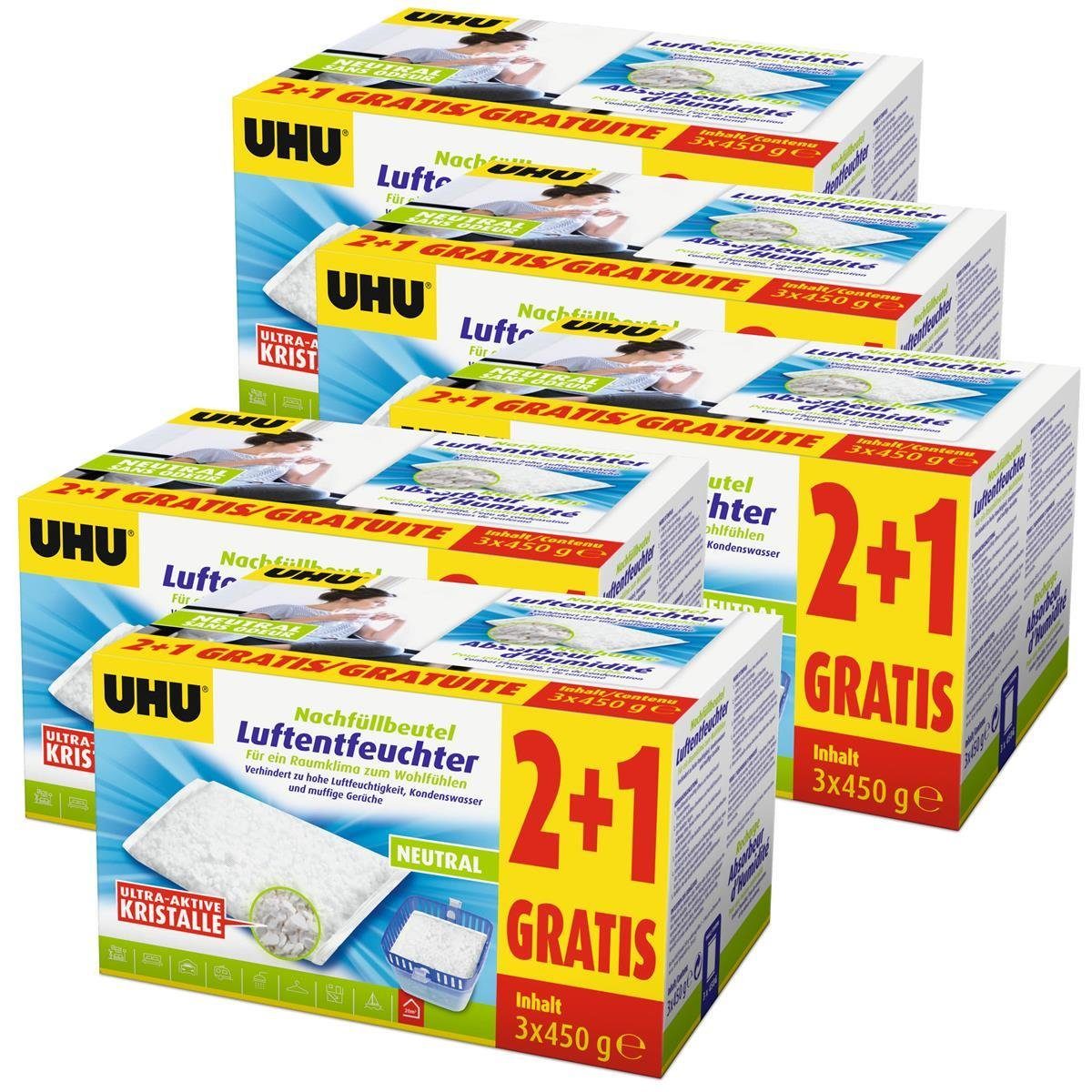 Luftentfeuchter 15x UHU 47135 Luftentfeuchter Nachfüllbeutel 450 gDuftneutral