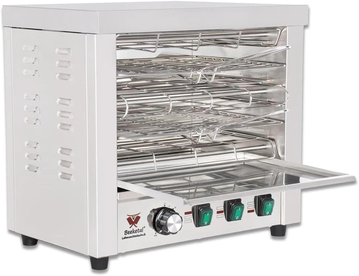 Beeketal Gastrogrills, 3150 Watt, Silber, 'BSP-1' Profi Gastro Salamander Grill Überbackgerät aus, 5-30 Minuten Timer