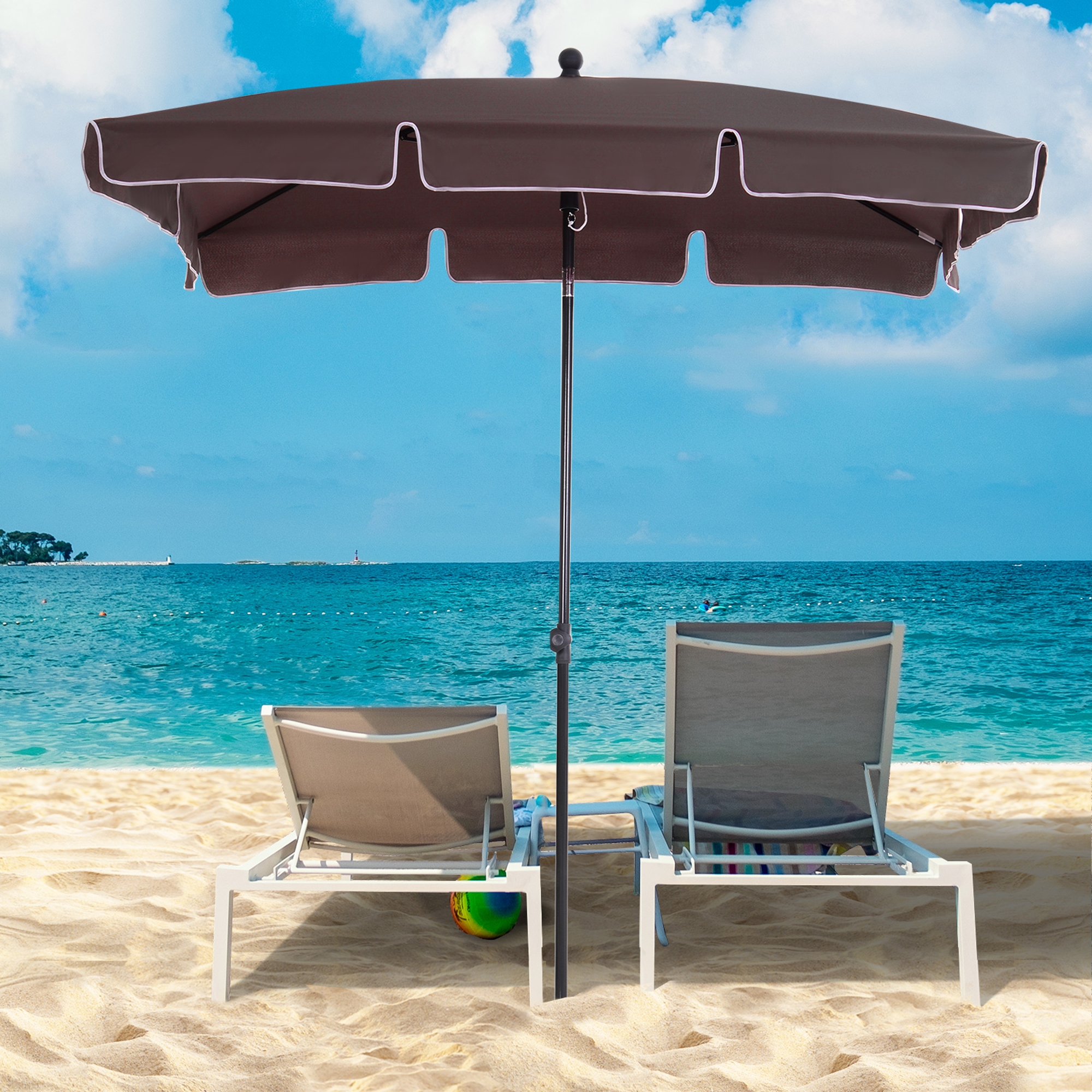 Outsunny Sonnenschirm Strandschirm Gartenschirm Schirm Balkonschirm Sonnenschutz knickbar Kaffee-Braun