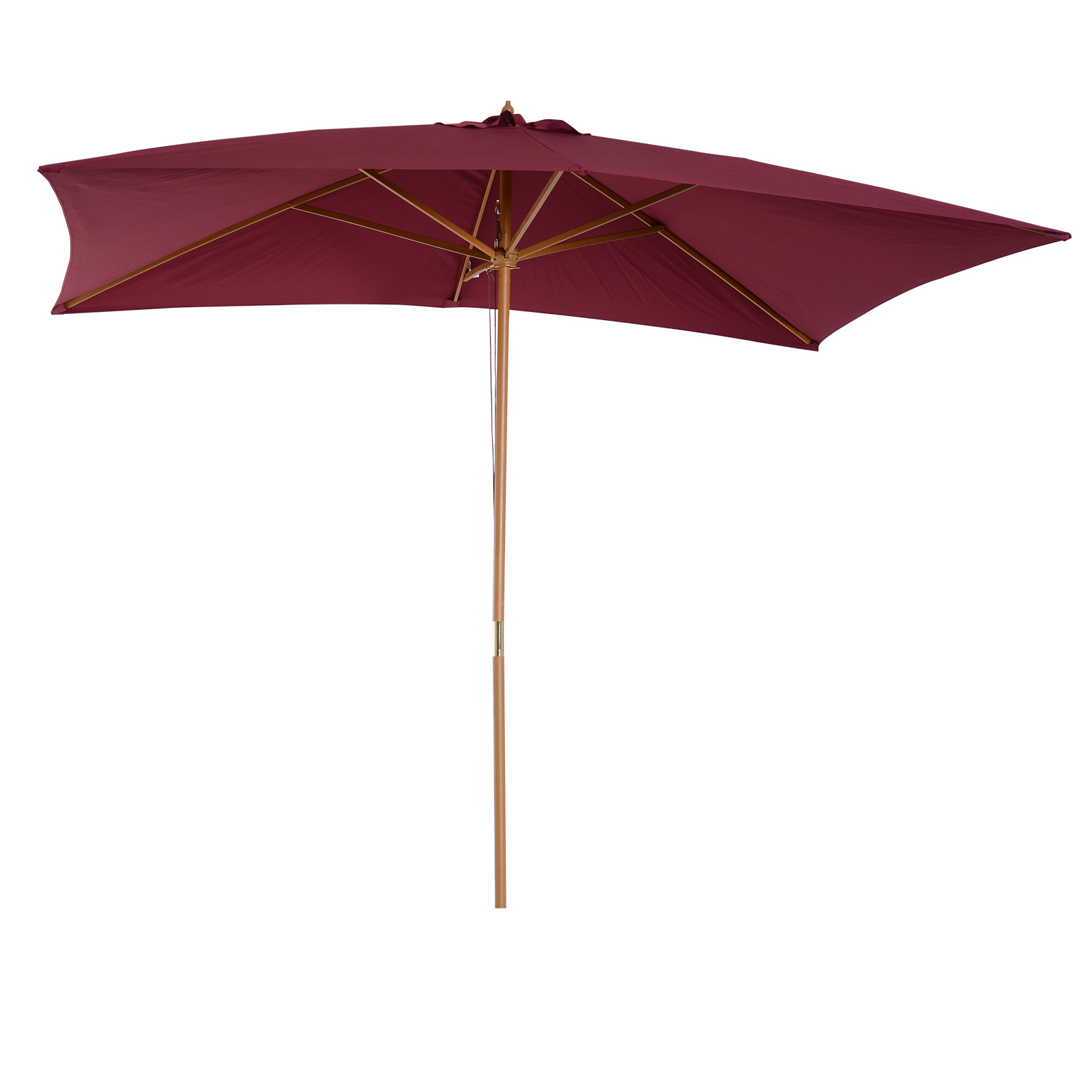Outsunny Rechteckiger Gartenschirm mit Doppeldach aus Holz und dichtem Polyester 3 x 2 m Bordeauxrot