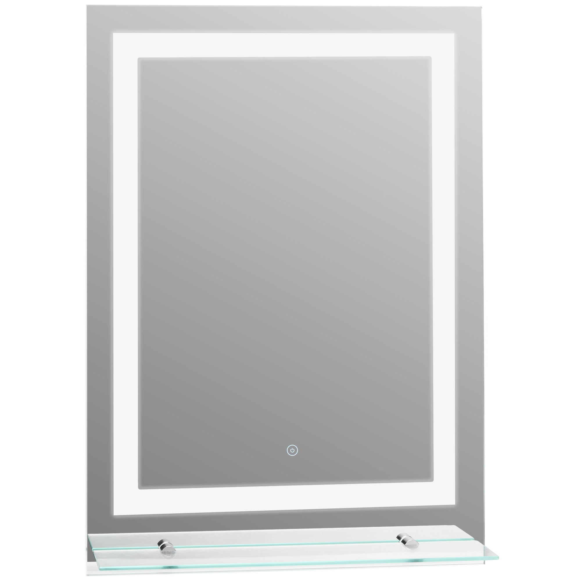 kleankin Badezimmerspiegel mit Beleuchtung, Anti-Beschlagsfunktion, stufenlos dimmbar, 1 Ablage, Silber
