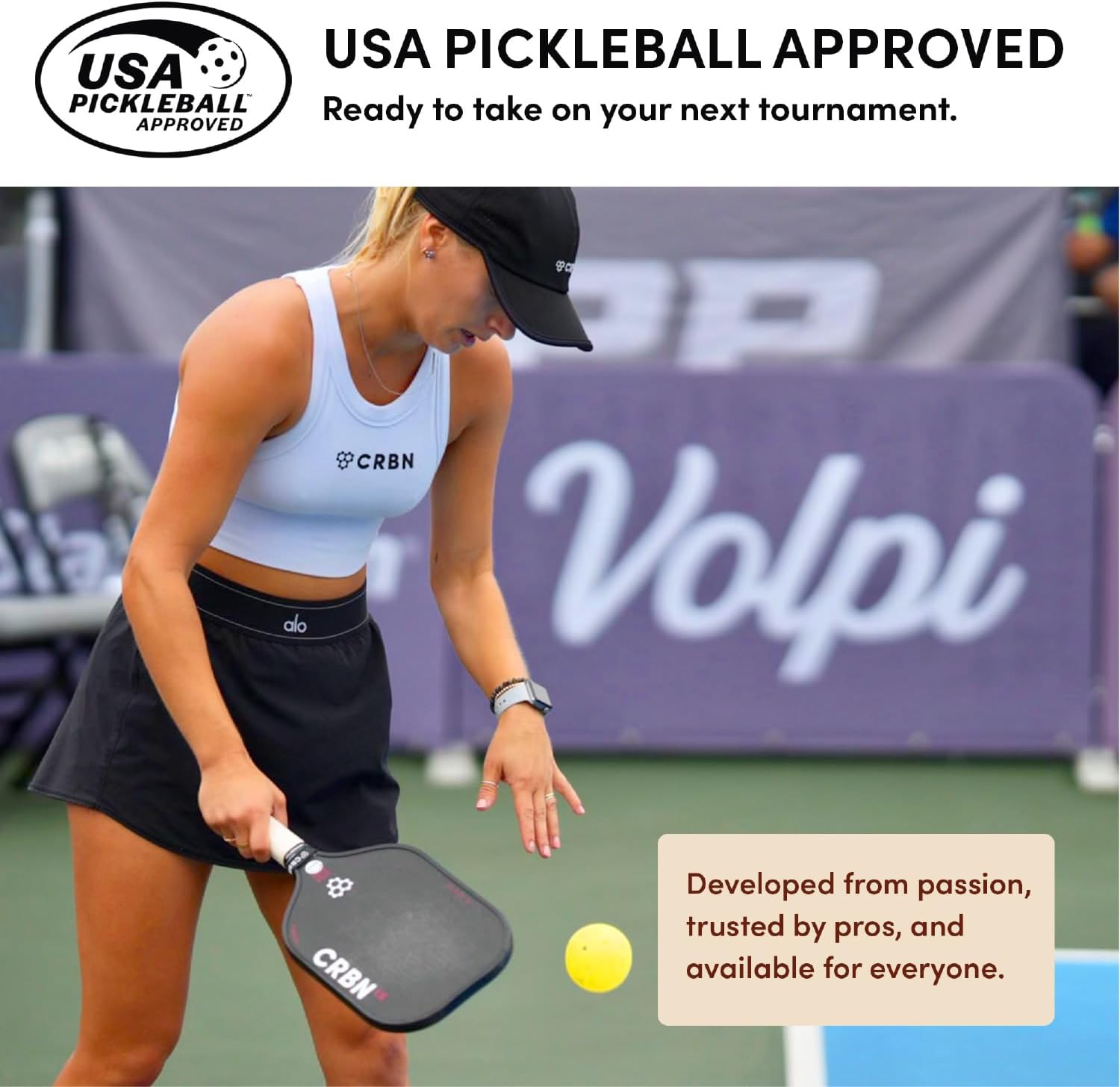 CRBN Power Series Pickleball-Paddel – Kohlefaser-Pickleball-Paddel mit Schaumstoff-eingespritzten Kanten für erweiterten Sweet Spot