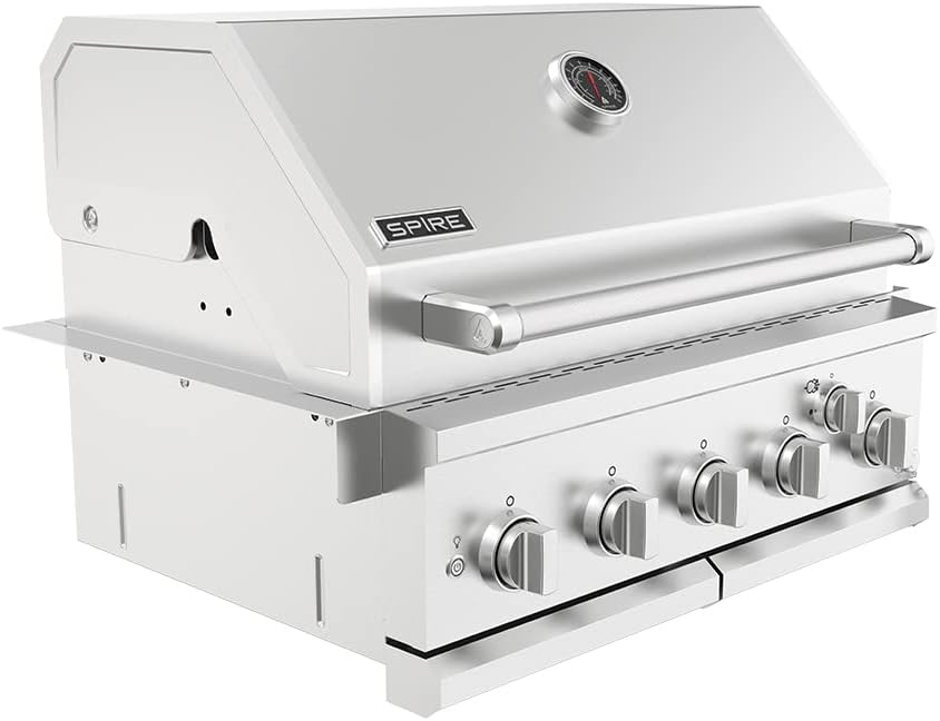 Spire Premium 5 Burner Built In Gas Grill Island Head  Stainless Steel 30 Inch Propane Grill with Rear Burner  63 000 BTUs  750 SQ In Racks  Dual Fuel Compatibility - 740-0788P