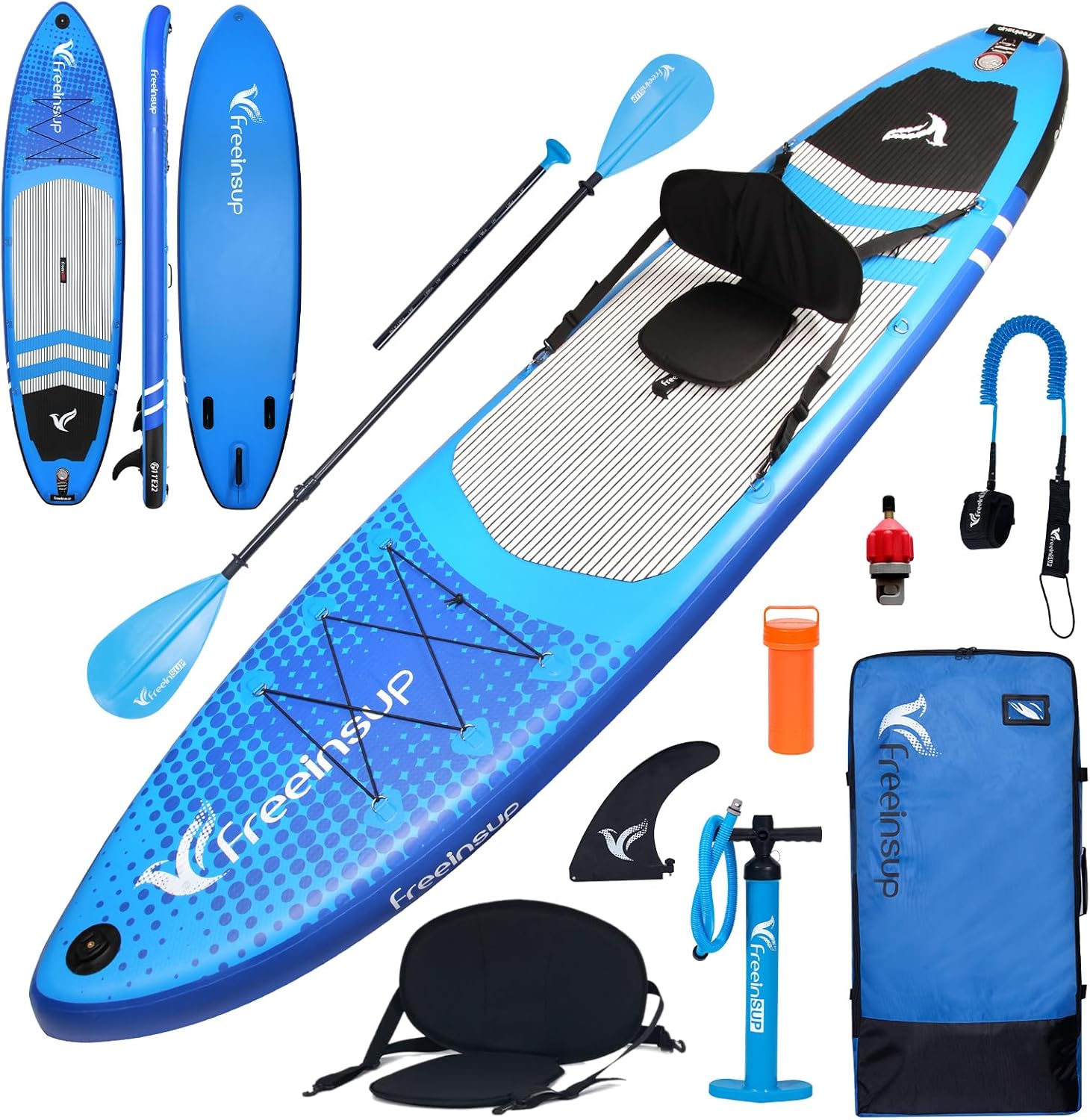 freein Tavola da SUP gonfiabile da 15,2 cm di spessore, tutti gli accessori, varie misure 3,2 m, 3,2 m, 3,4 m, 3,4 m, 3,4 m, 3,4 m